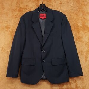 HUGO BOSS Suit Jacket Mens Size 36 S Solid Black Modern Fit Wool Blend 36s